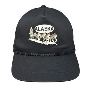 Alaska Sled Dog 5 Panel Cap Black One Size Adjustable Rope Headliners By IAAC